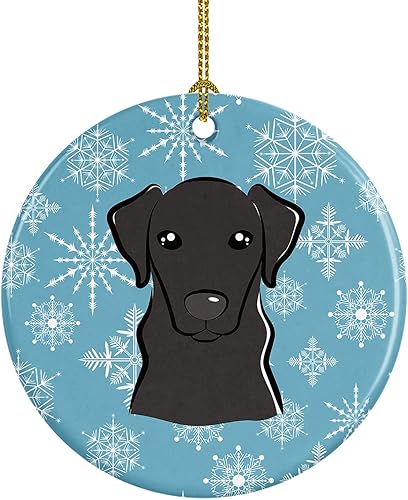 Caroline's Treasures BB1669CO1 Adorno de cerámica de labrador negro copo de nieve, 3 pulgadas