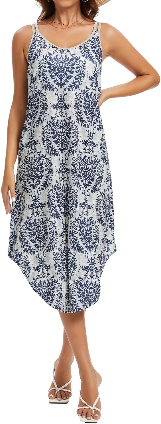 ANYFITTING Built in Bra Summer Dresses for Women 2025 Midi Flowy Hawaiian Casual Dress with Pockets Floral Sundresses - Image 4