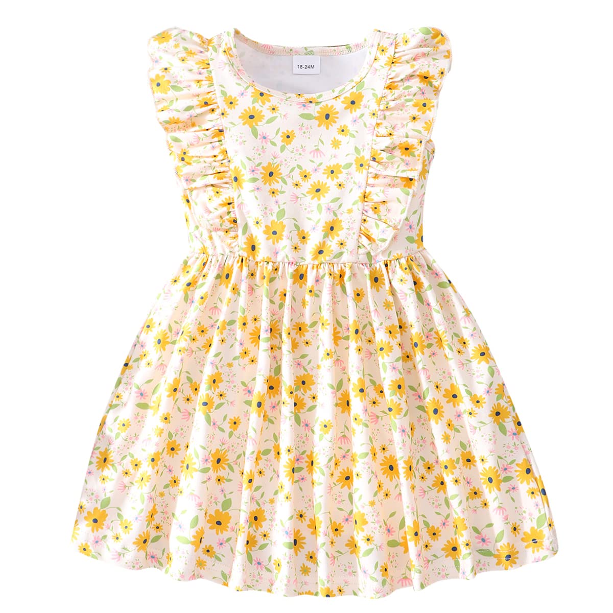 Little Girls A-line Dress Cute Leopard Mermaid Pattern Ruffle Sundress Toddler Girl Casual Dresses for Party 2-7Y