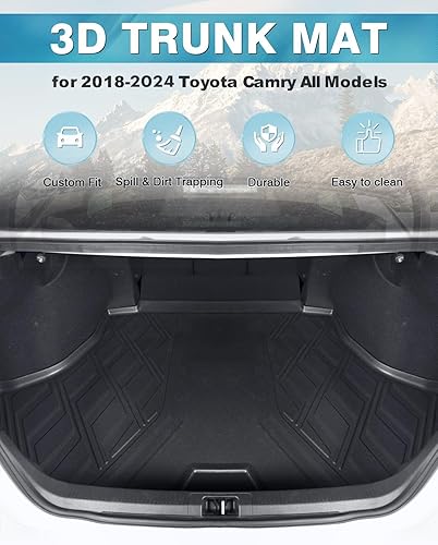 Miniatura 2 de Tapete de carga Camry 2018-2025  AOMSAZTO - Tapete de maletero de ajuste personalizado compatible con Toyota Camry & Camry Hybrid 2018-2025  Tapete