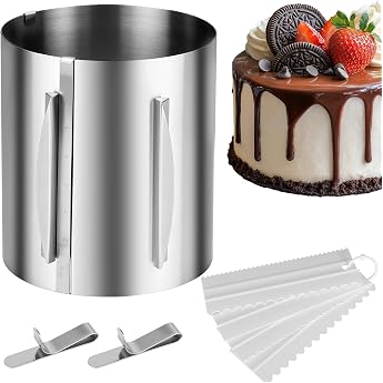 Cake Ring High 20 cm Stainless Steel Adjustable with Scale