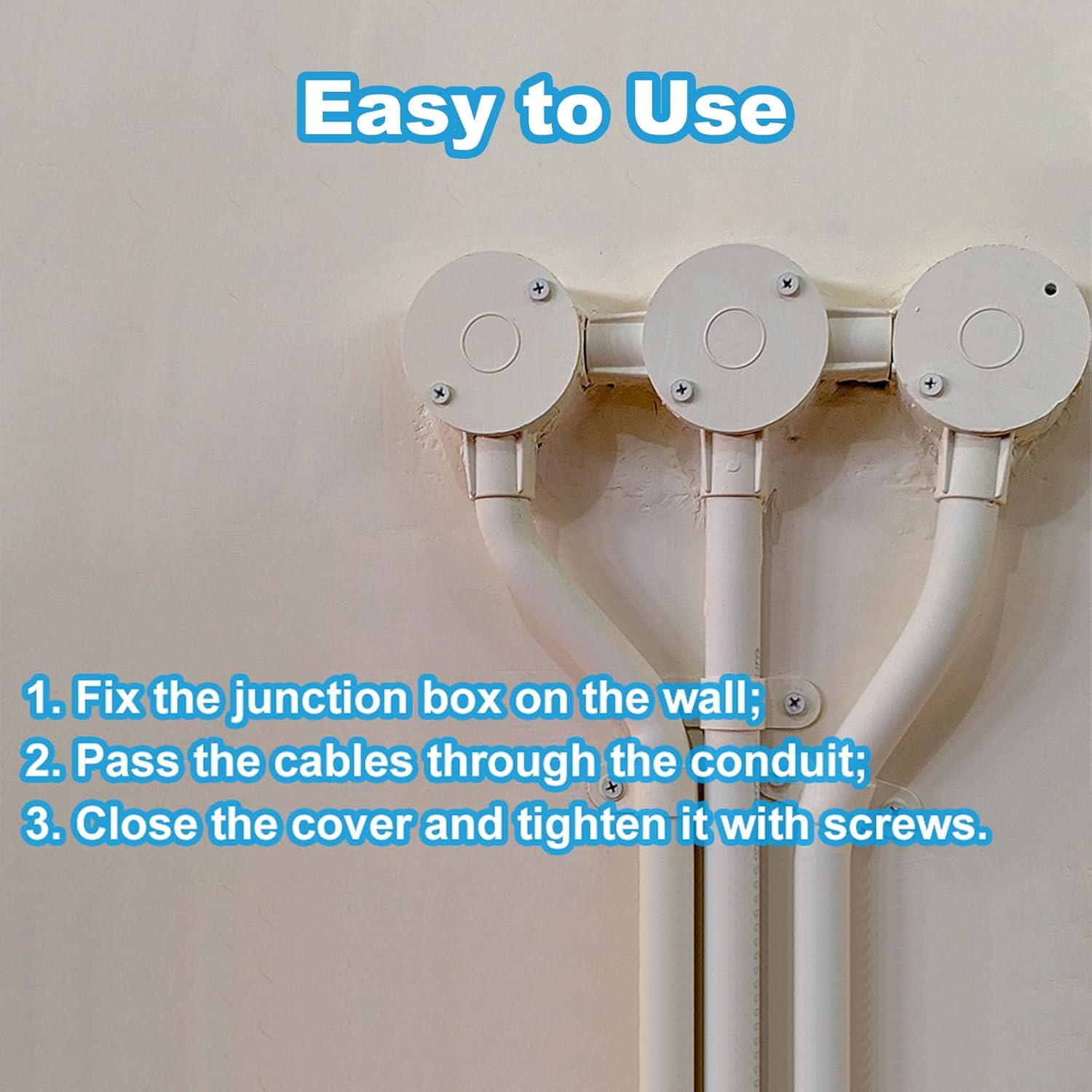 MECCANIXITY 5Pcs PVC Conduit Lid Round Junction Box Cover PVC Round Circular Box Lids 65mm OD for Conduit Box