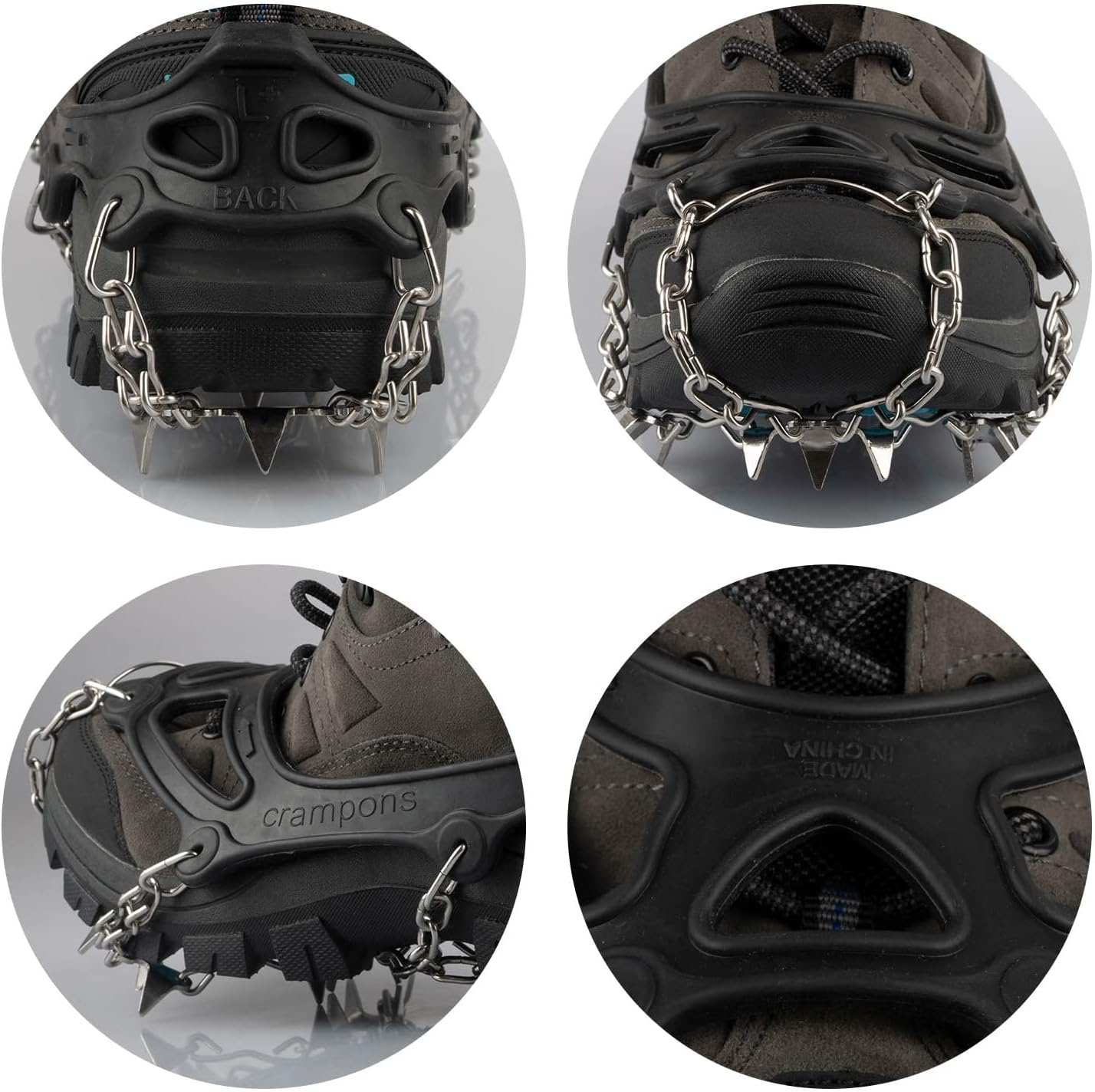 Crampons Traction Cleats Ice Snow Grips - 19 Spikes for Walking, Jogging, Climbing Hiking Anti-Slip Stainless Steel Spikes,Microspikes for Fishing Walking Mountaineering : Sports & Outdoors