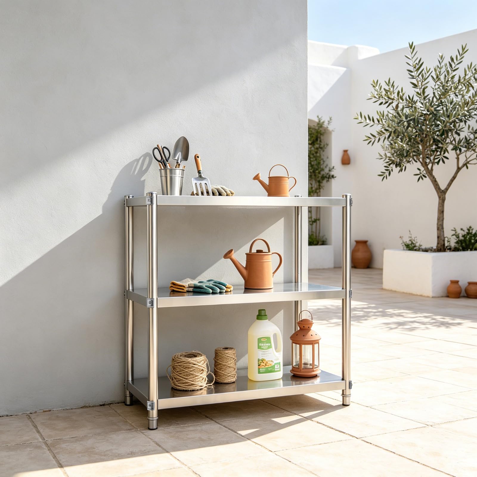 Scaffale da cucina a 3 livelli, 80 x 40 x 80 cm, argento, 29 kg