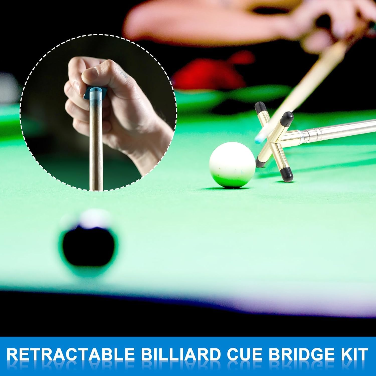 Aternee Pont extensible de queue de billard avec têtes de pont