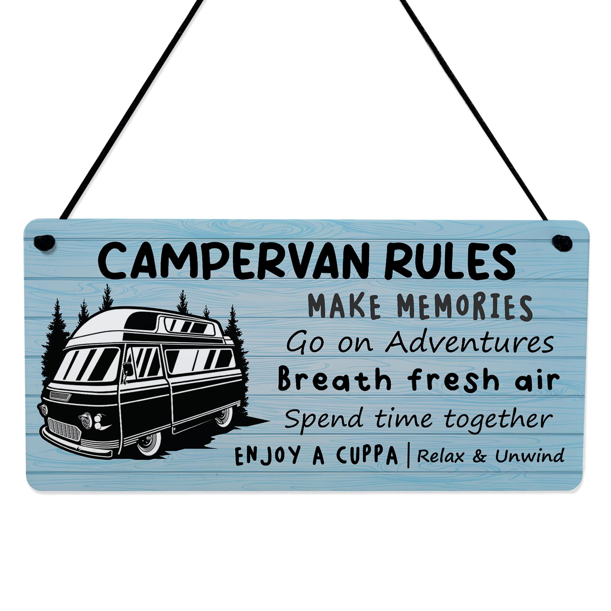 Red Ocean Campervan Rules Hanging Sign Camper Van Accessories Travel Home Decor Plaques For Caravan 200x100mm Novelty Campervan Plaques