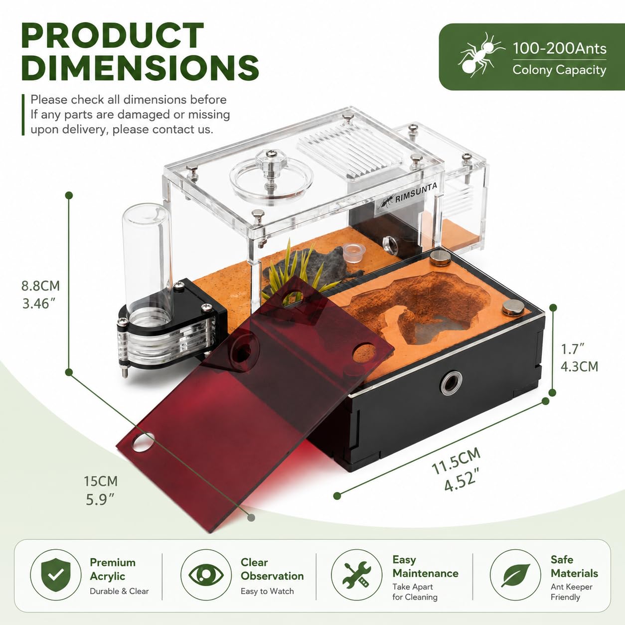 Formicarium - Hábitat de granja de hormigas para hormigas vivas y reinas, kit educativo para adultos para estudio y aprendizaje de comportamiento de hormigas