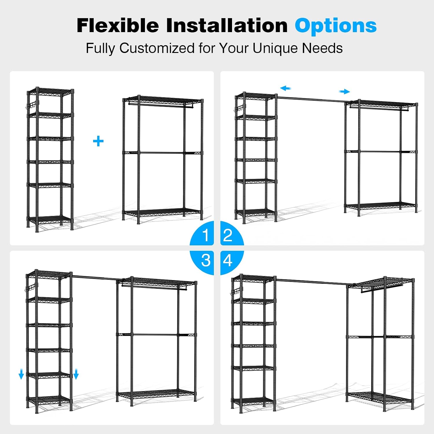 VTRIN Heavy Duty Clothes Rack, Freestanding Metal Closet Garment Rack Black