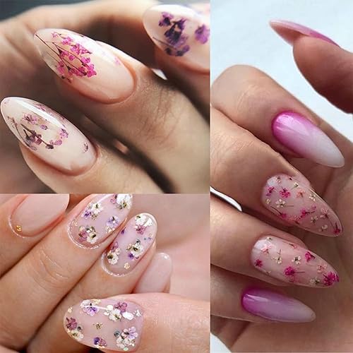 Miniatura 6 de SILPECWEE 8 cajas de flores secas para uñas, mini flores de uñas reales 3D, flores secas, calcomanías de uñas, decoración de uñas, decoración de