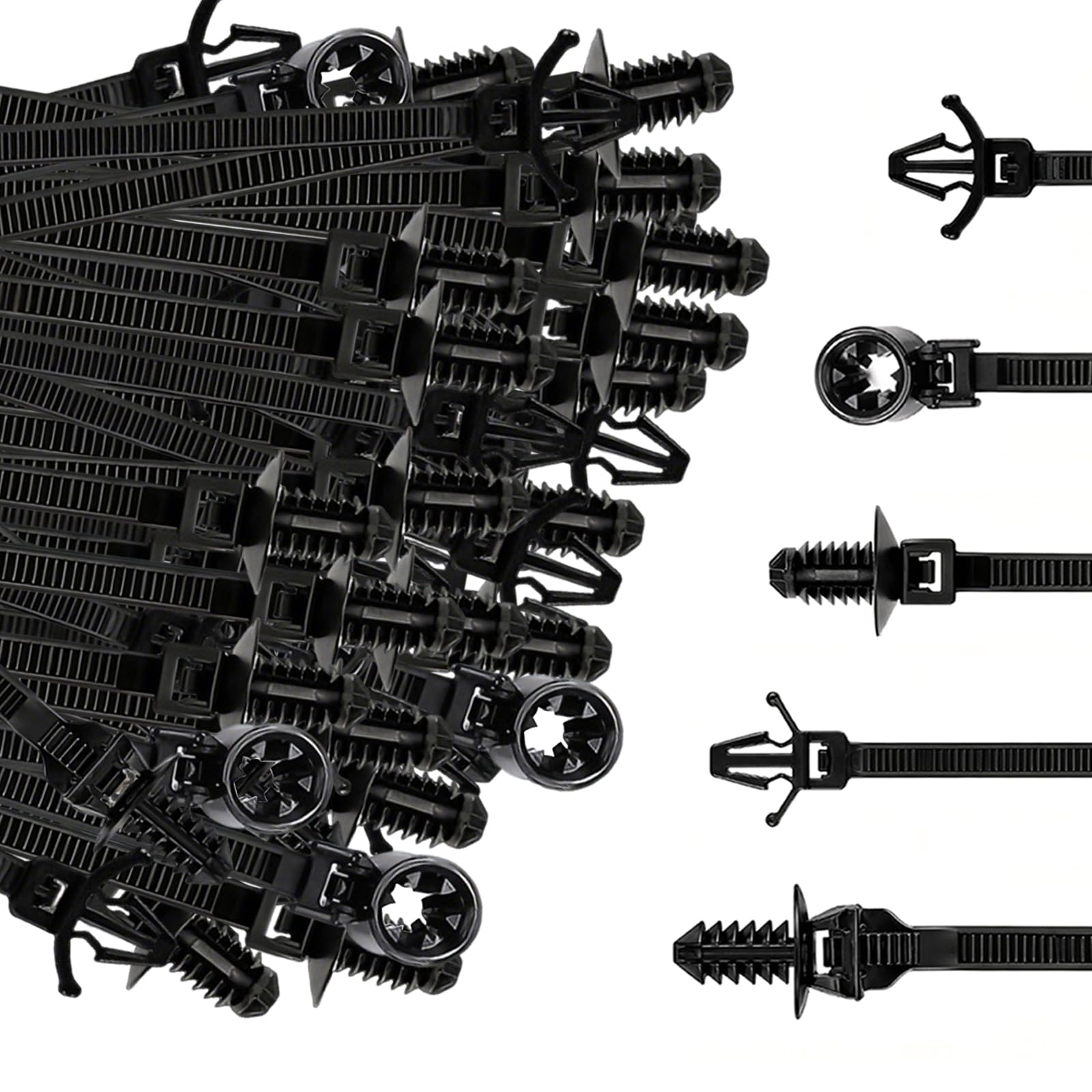110PCS Car Cable Ties – Nylon Wire Fastening Straps, Push Mount Zip Ties for Automotive Wiring Management, Cable Organization & Vehicle Maintenance