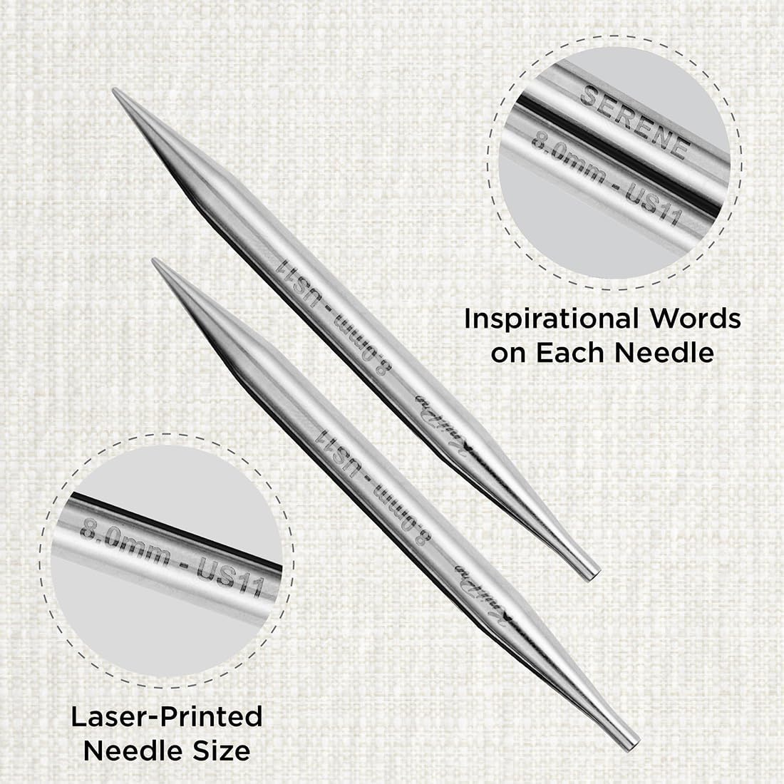 KnitPro The Mindful Collection Interchangeable Circular Needles 5" (13cm) | US Size 11 (8mm)