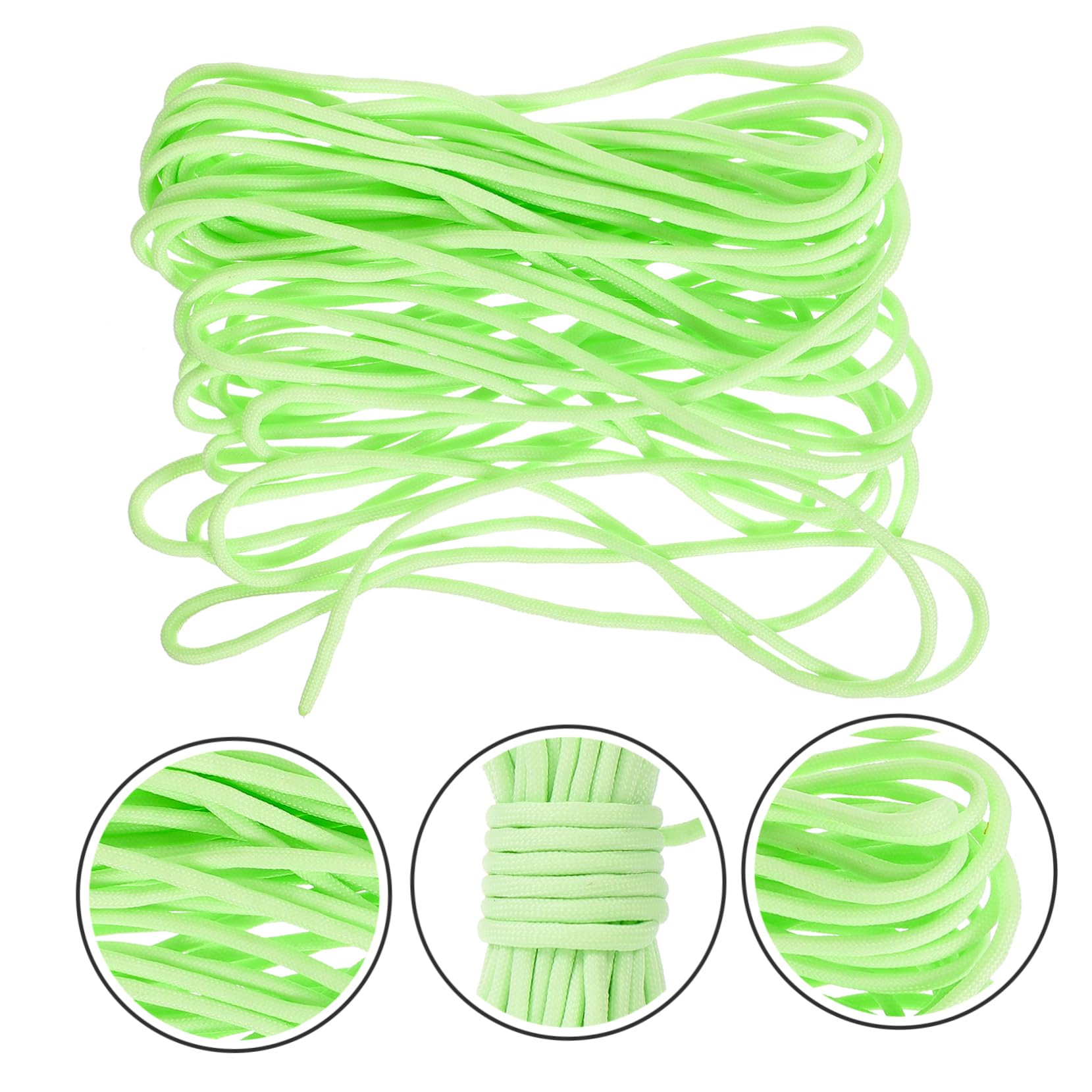 Housoutil 4 Stück 1 Im Dunkeln leuchtendes 7-adriges Paracord sicherungsseil sicherheitsseil elastisches Seil Fallschirmleine DIY liefert multifunktionales Regenschirmseil Nylon Light Green