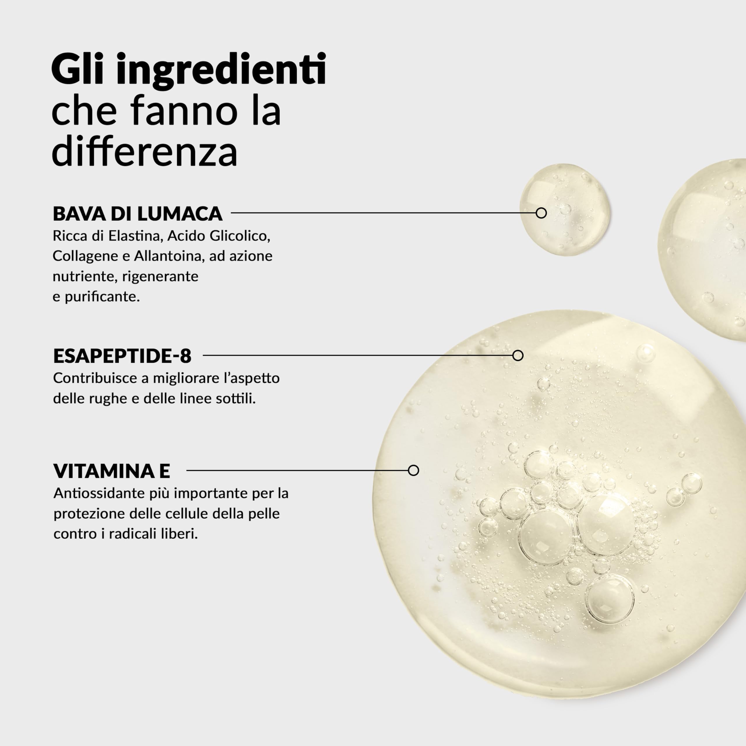 Nuvò – Siero Viso Anti Aging, 30 ml, Contrasta le Rughe, Leviga e Nutre la Pelle, con 80% Bava di Lumaca Bio, Esapeptide-8 e Vitamina E, Adatto per Uomo e Donna, Made in Italy
