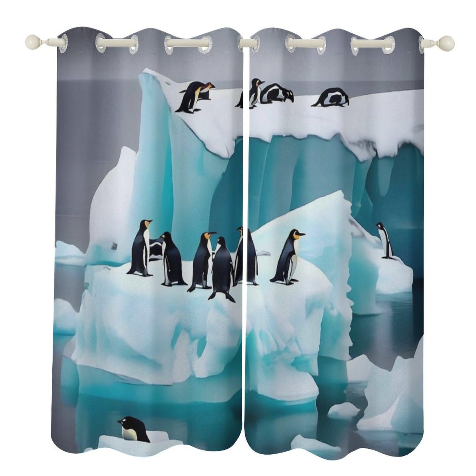 Rideaux occultants pingouins 132x213 cm isolants pour le salon