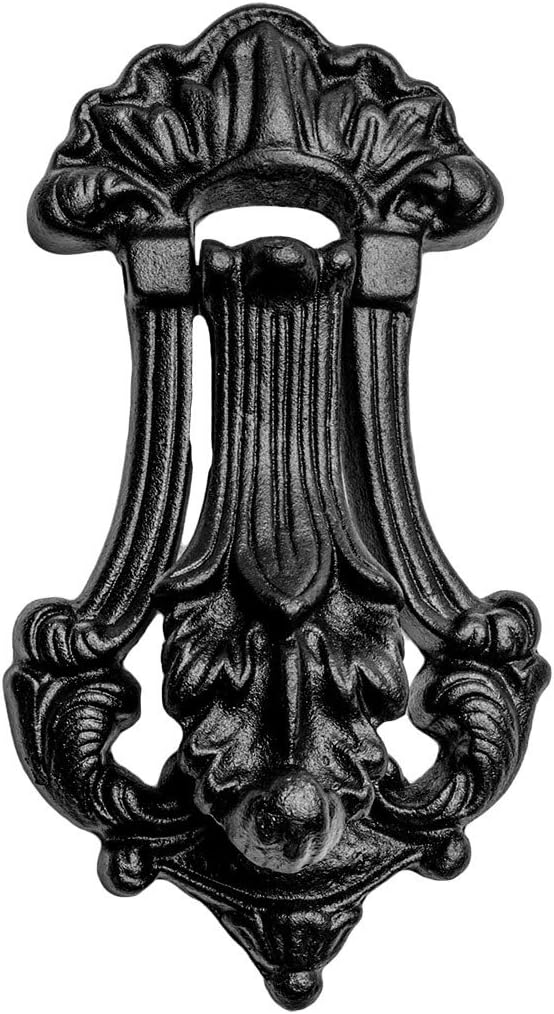 Renovators Supply Manufacturing Door Knockers for Front Door 7.5 in. Black Cast Iron Traditional Door Knocker with Mounting Hardware