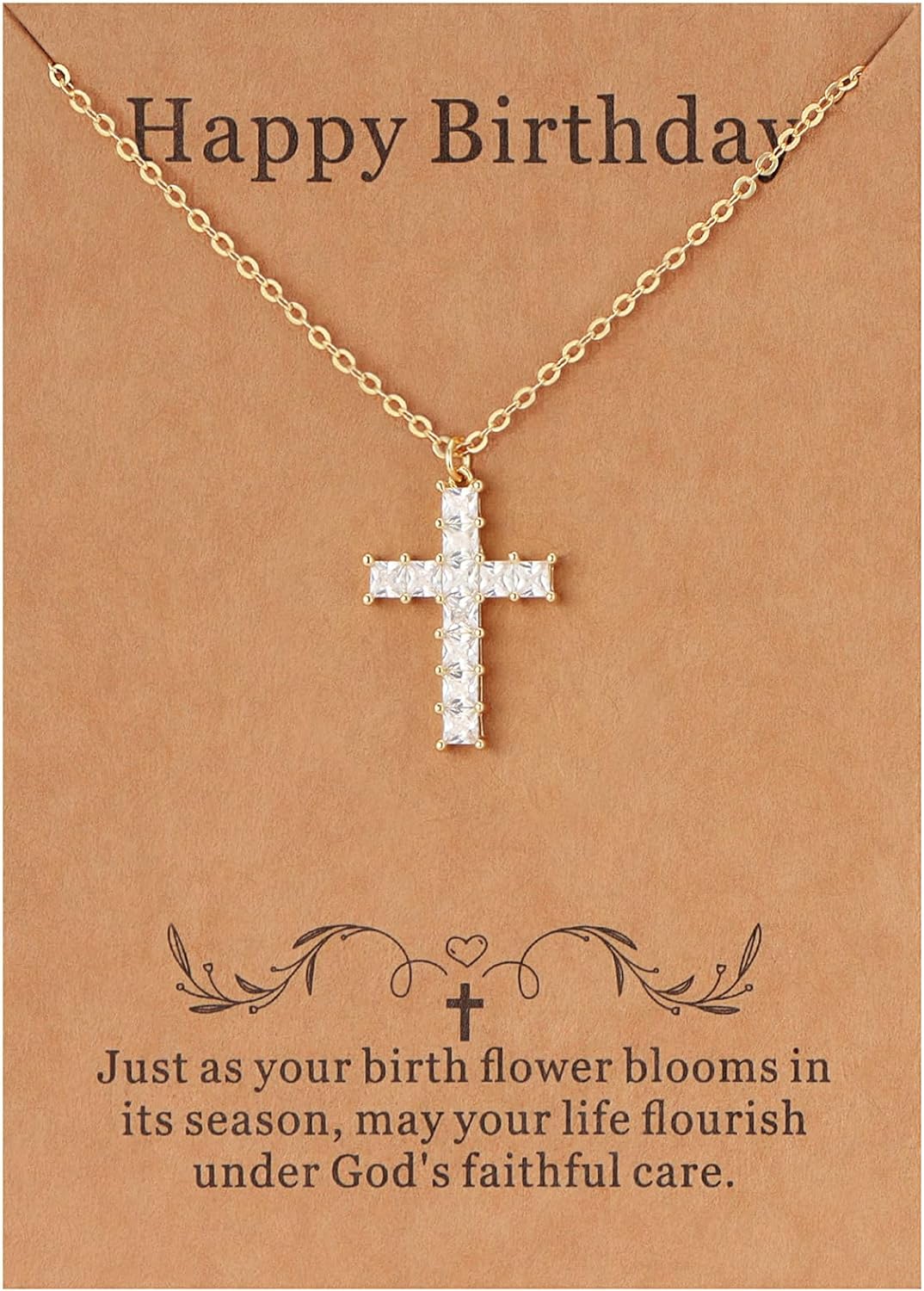 Lcherry Cross Birthtone Necklace for Women Birthday Christmas Gift for Her Confirmation Baptism Cross Pendant Religious Jewelry
