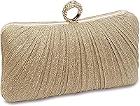 Ronfoxi Women's Clutch Purse Evening Bag with Detachable Chain Strap - Elegant Glitter Handbag for Wedding, Prom, Party