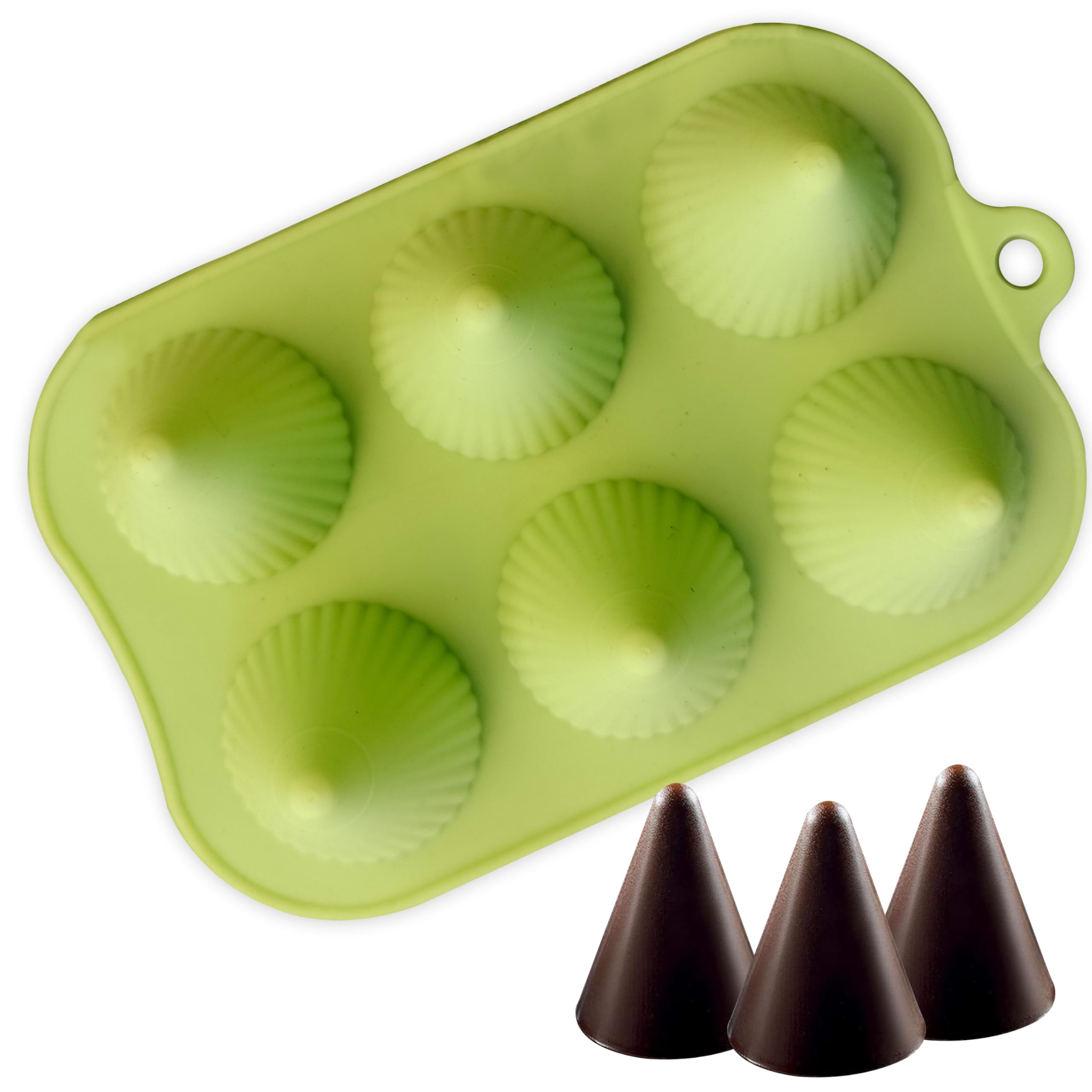MoldBerry Candle Mould Making Cone Shape Line Silicone Mold for Chocolate Cake Decoration Tray Bakeware Diwali Gift Pack of 1 (Random Color)-picture-31