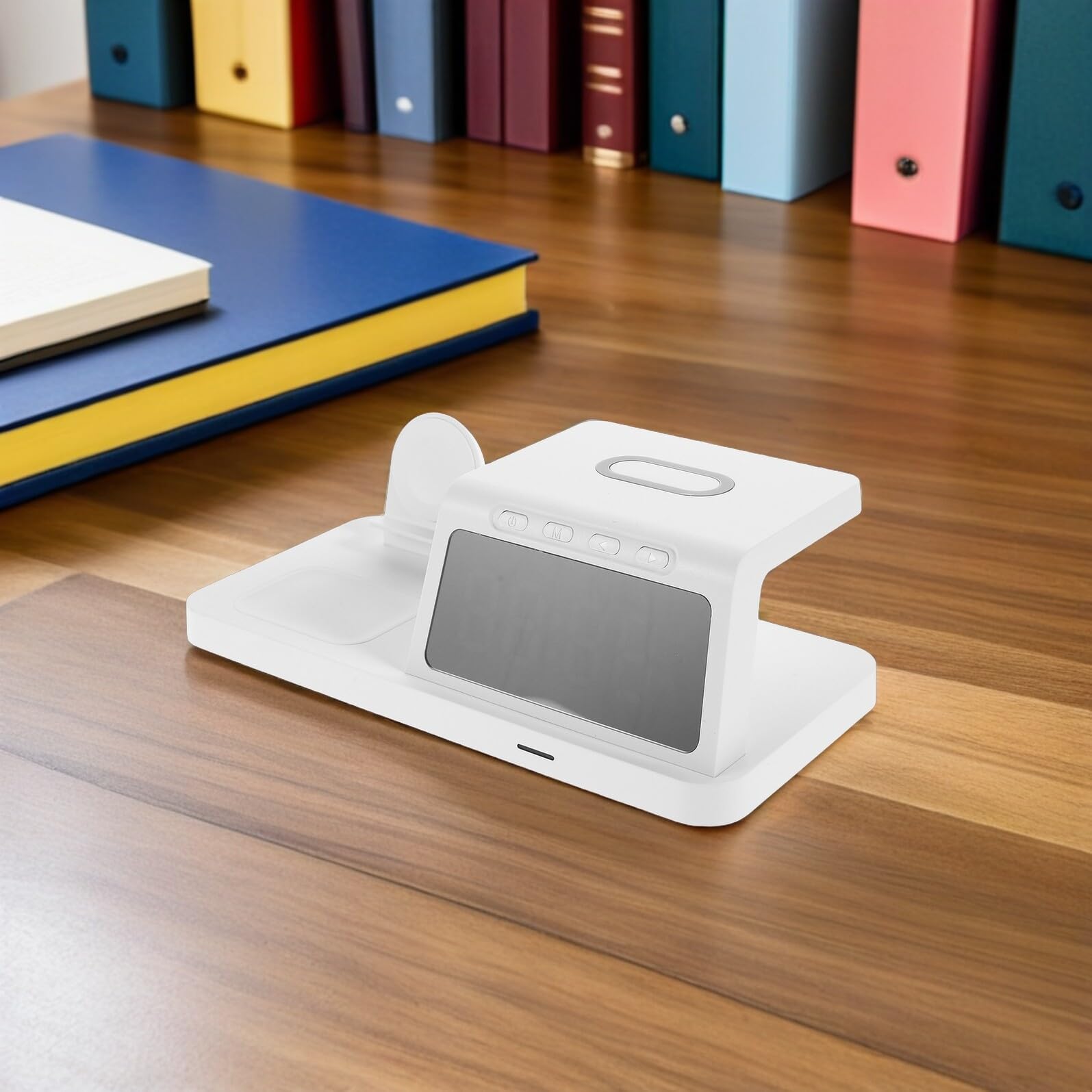 jojofuny 15w Cargador Inalámbrico de Escritorio con Reloj de Carga Inalámbrica Base de Carga Rápida para Múltiples Dispositivos de Mesita de Noche para Uso Doméstico