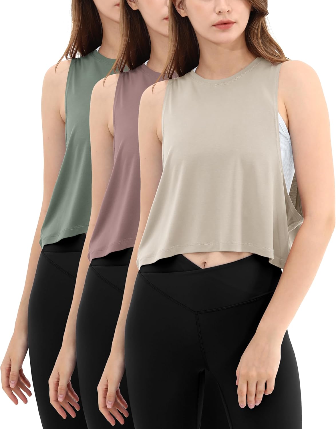 ODODOS 3-Pack Loose Tank Tops for Women Sleeveless Gym Athletic Workout Tops Yoga Shirts