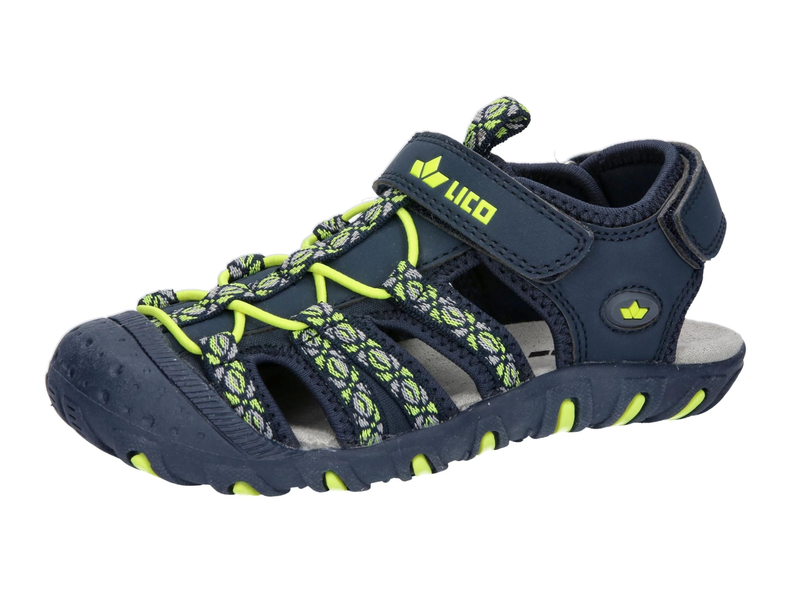 Lico Rene VS Sandal, Navy/Grey/Lemon, 38 EU, Marine Grey Lemon, 5 UK