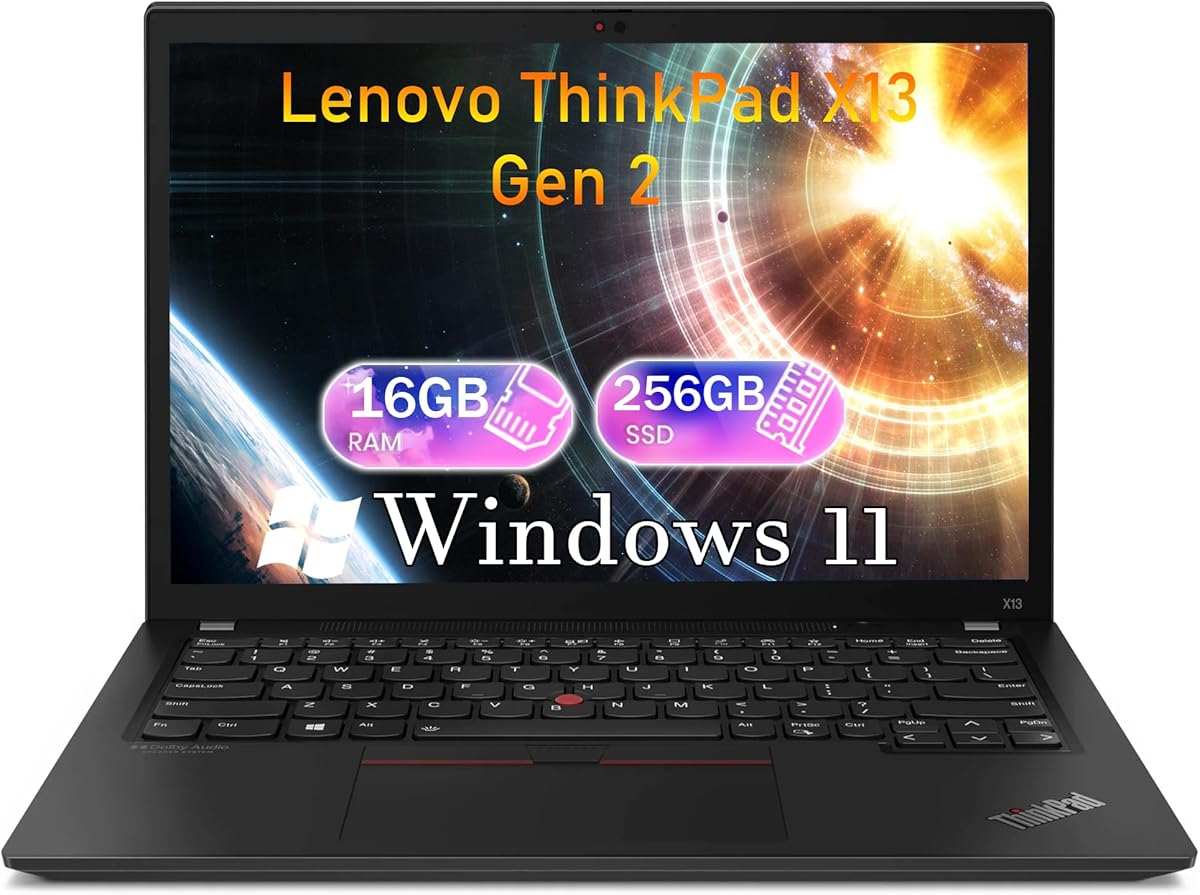 Lenovo ThinkPad X13 Gen 2 FHD Notebook PC Windows 11 Pro, 11th Gen Intel Core i5-1135G7, 16GB RAM, 256GB SSD, HDMI, Thunderbolt, Backlit Keyboard, ThinkPad Laptop (Renewed)