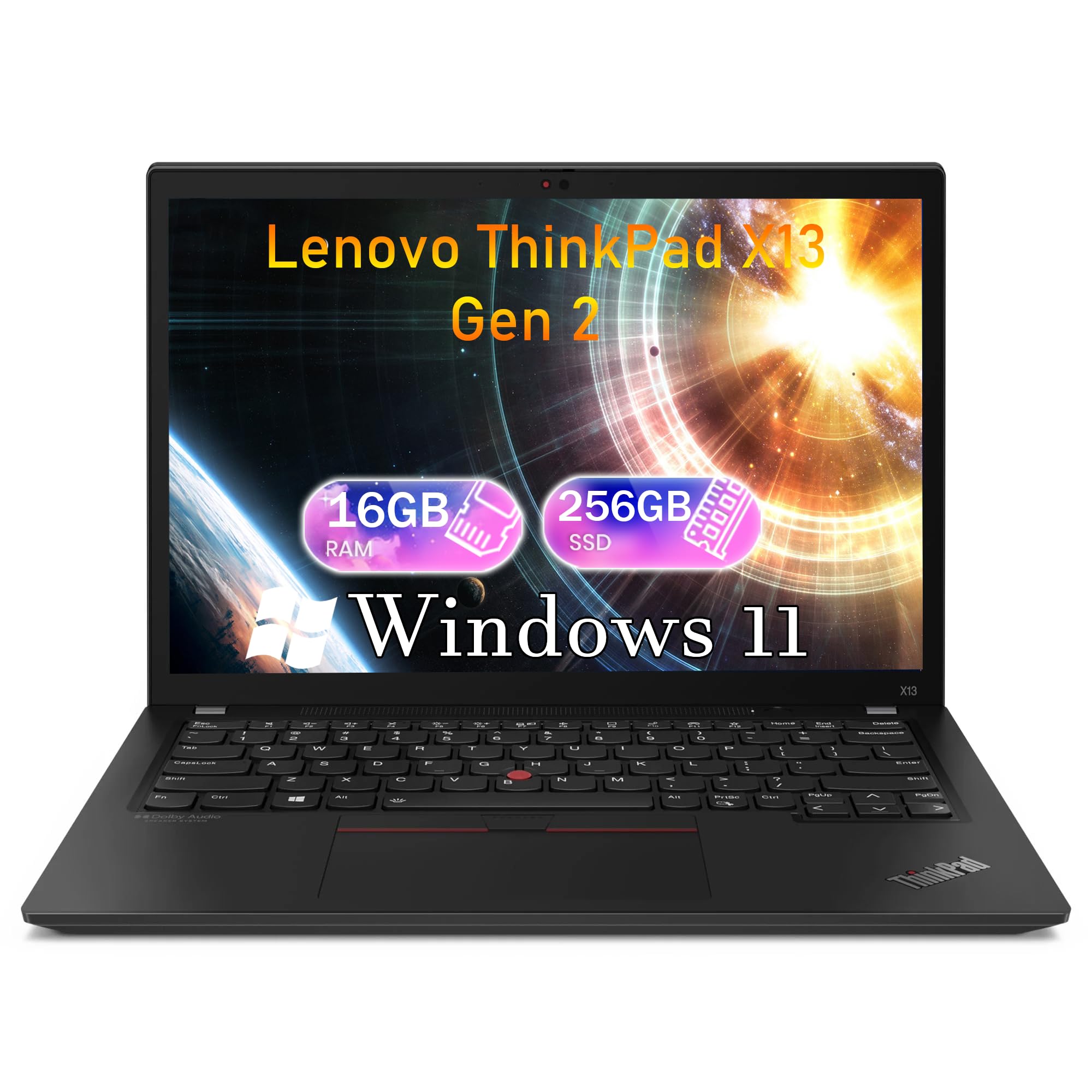 Lenovo ThinkPad X13 Gen 2 FHD Notebook PC Windows 11 Pro, 11th Gen Intel Core i5-1135G7, 16GB RAM, 256GB SSD, HDMI, Thunderbolt, Backlit Keyboard, ThinkPad Laptop (Renewed)