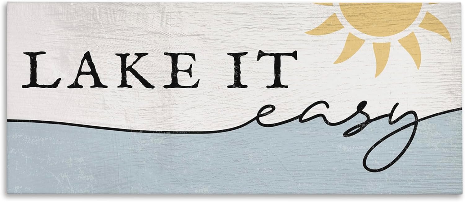 Stupell Industries Nautical Pun Lake It Easy, Designed by Daphne Polselli, 48 x 20, Canvas Wall Art
