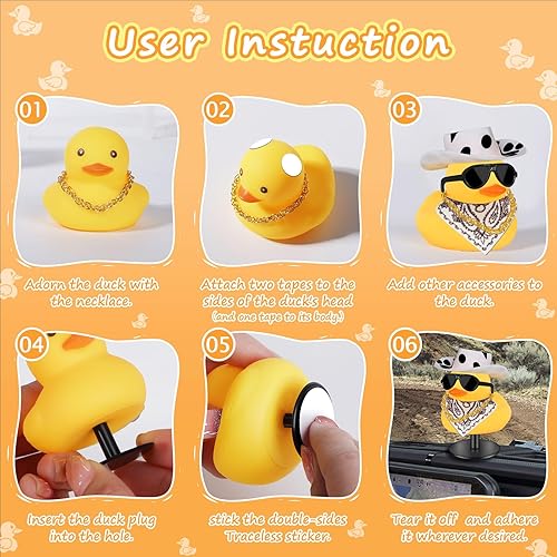 Miniatura 35 de Patos de goma con soporte de enchufe de pato, patos de automóvil para tablero de instrumentos, pato para decoración de Jeep y automóvil, divertido