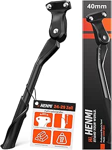 HENMI Fahrradständer 24-29 Zoll,Fahrradständer mit 2 Löchern,Stabil Seitenständer,Konzipiert für E-Bike und MTB,40mm Loch für M6 Schrauben,18mm Loch für M5/M6 Schrauben geeignet