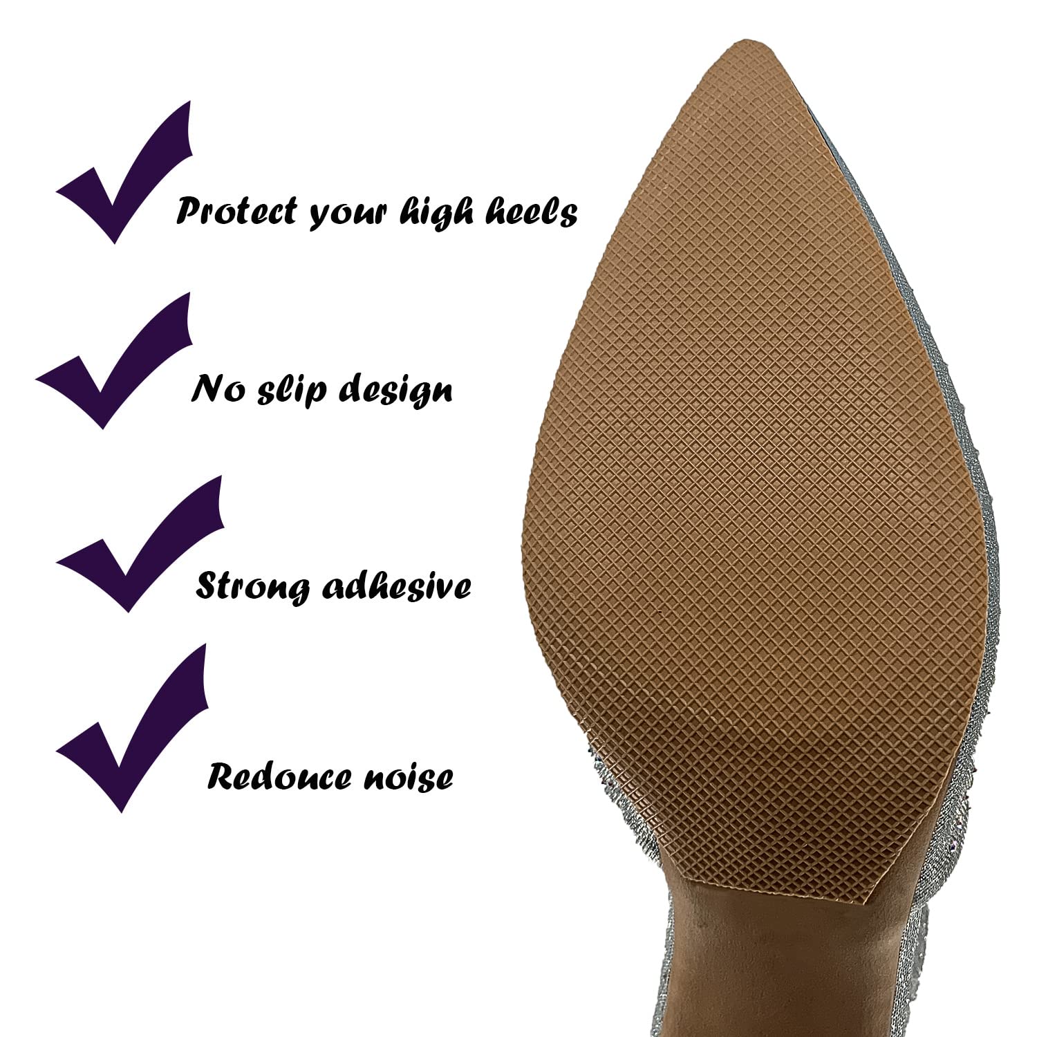 Protectores de suela de zapatos, almohadillas antideslizantes para suela de zapatos, almohadillas protectoras para zapatos de tacón alto, zapatos de cuero, antideslizantes, para mujer (marrón, 4