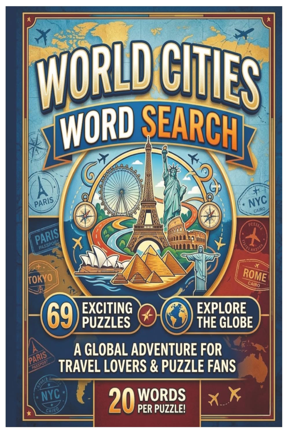 World Cities Word Search: A Global Puzzle Adventure: 69 Themed Puzzles Featuring 1,300+ Words from Around the Globe | Large Print Travel Activity Book for Adults and Seniors