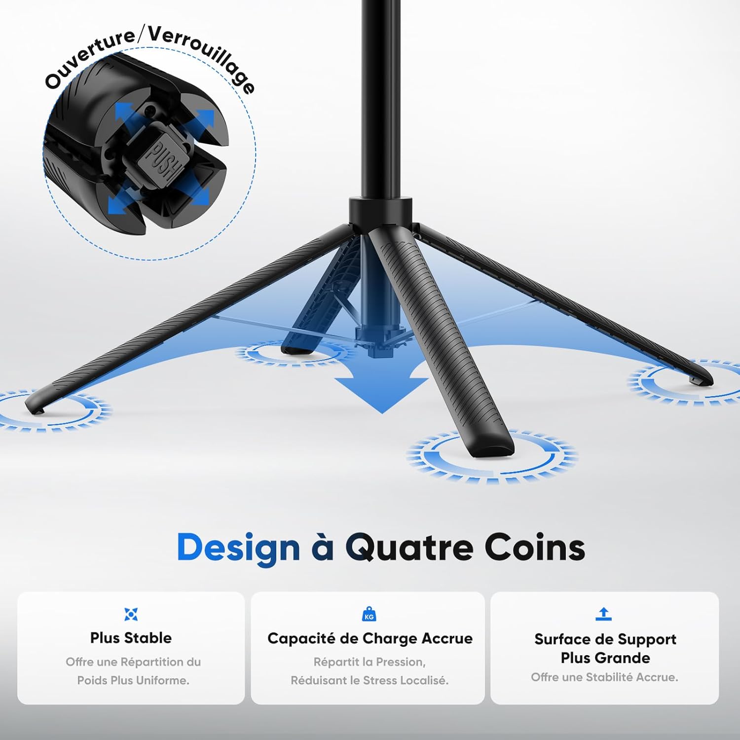 Jeebel Trépied à Suivi Automatique du Visage - 180cm Extensible, Lumière LED intégrée, Commande Gestuelle, et Rotation 360° - Description