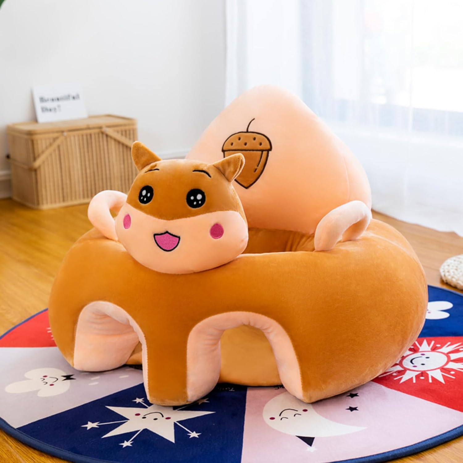 Baby Seat for Babies 3 Months & Up, Sit Me Up Floor Seat for Infants, Cartoon Back Head Support Sitting Infant Sofa, Toddler Plush Animal Shaped Learning Sitting Up Chair (Hamster)