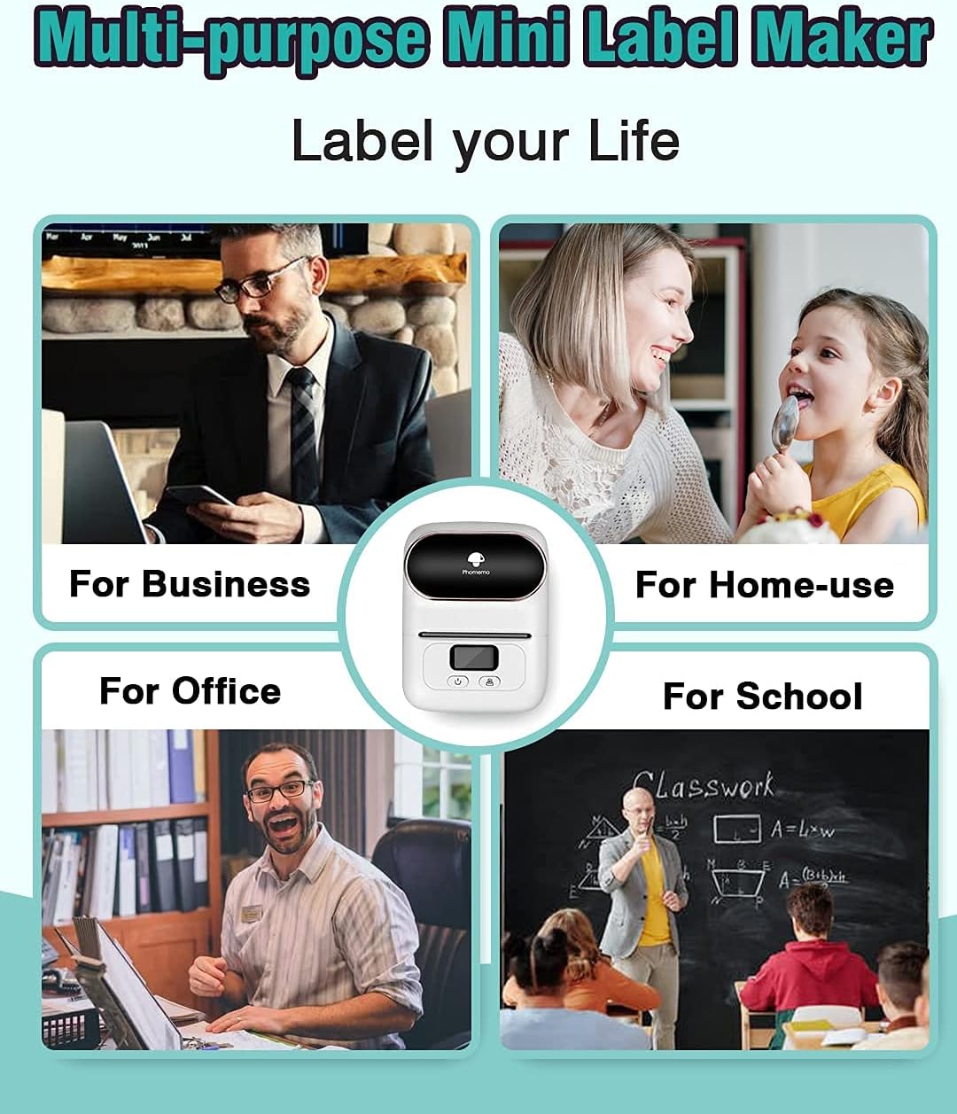 Phomemo Label Maker Machine- M110S Upgraded Bluetooth Label Printer for Barcode, Clothing, Jewelry, Retail, Mailing, Business, Compatible with Android & iOS, White