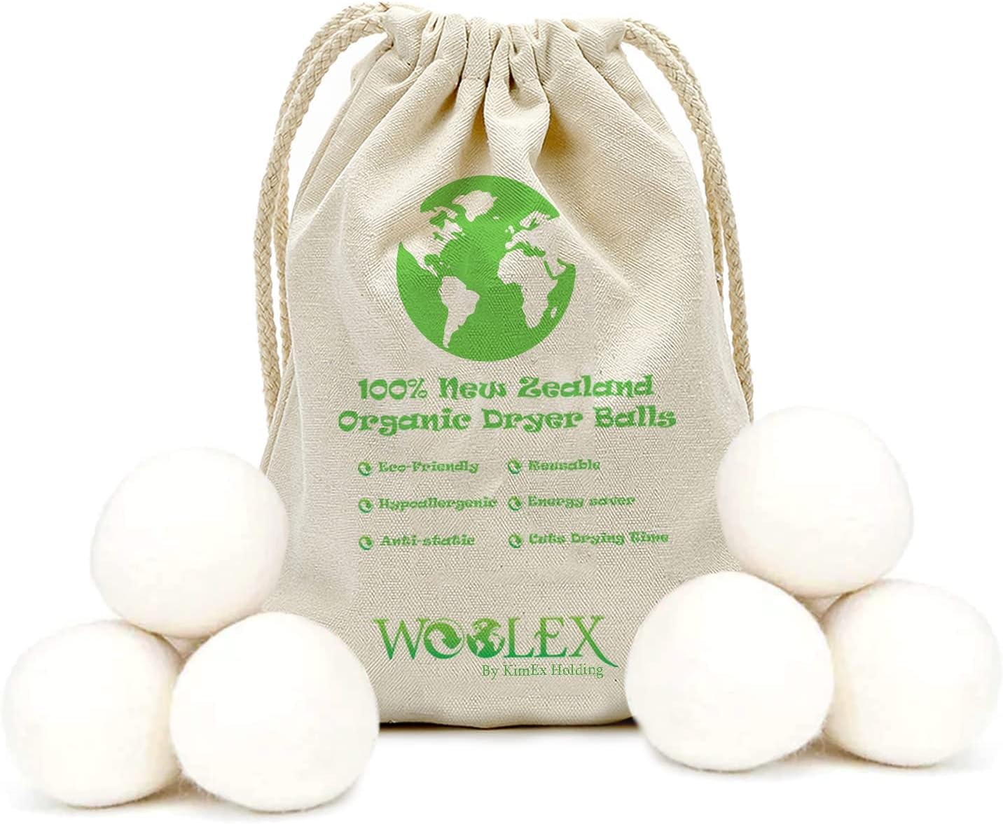 WoolEx Handmade Wool Tumble Dryer Balls, 6 Pack XL Fabric Softener