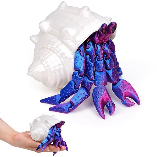 SHUWND 3D Printed Hermit Crab Fidget,3D Printed Dynamic Animals Toy,Full Articulated Flexible Crystal Hermit Crab Fidget Toys,Adults Fidget Toys for Autism ADHD,Home Office Decor (Blue Purple) - Blue Purple