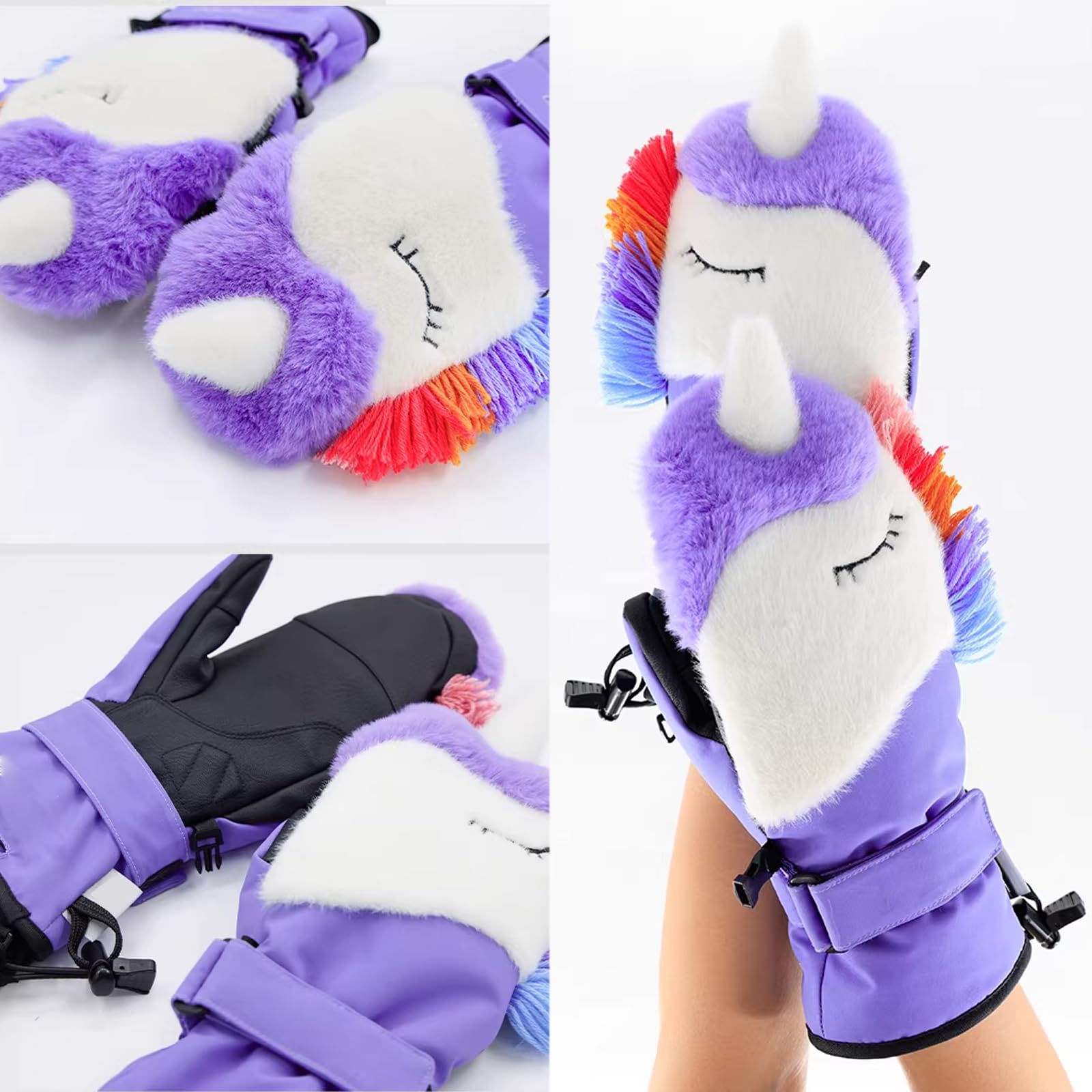Guantes de esquí, Mitones Calientes para Deporte Invierno, Manoplas térmicas Invierno, Impermeables, para Moto, Snowboard, Ciclismo,[a] Purple,L