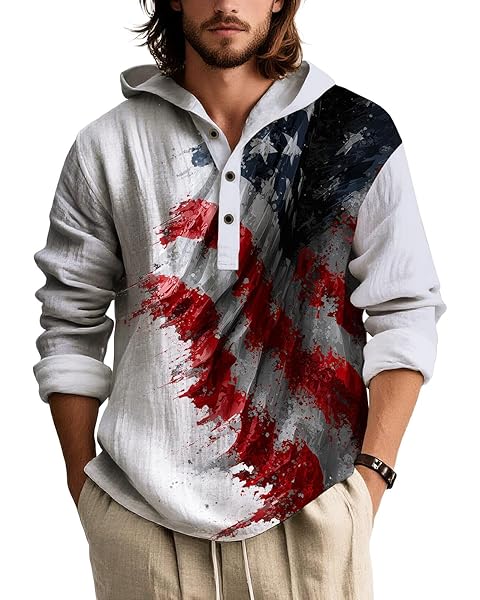 Cowboys Aztec Graphic Hoodies Men Western Camo Pullover Sweatshirt Hooded 1/4 Butto...