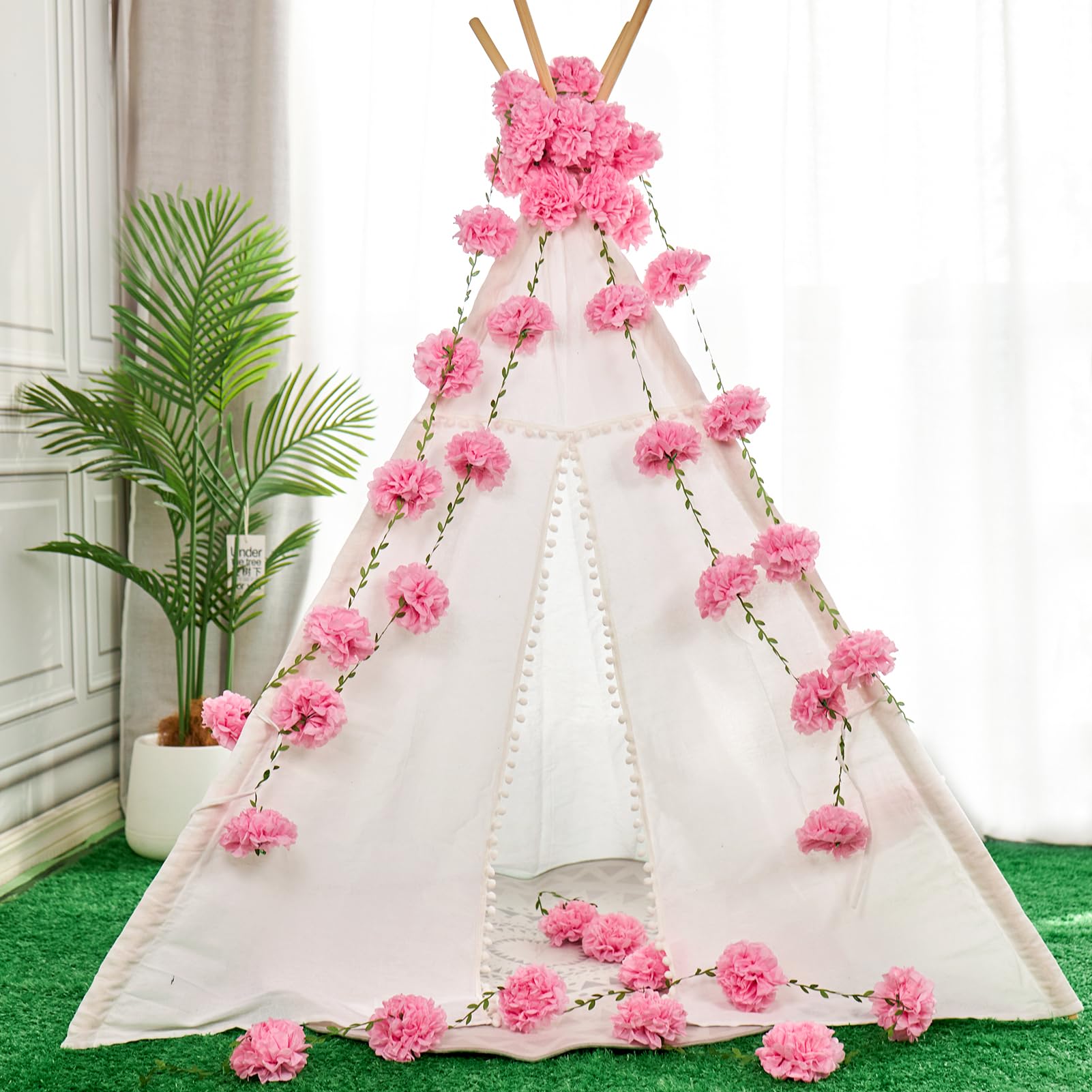 Papierblumengirlande, Blumenblätter, Banner, Pompom-Girlande, Dekorationen für Wand, Jahrestag, Hochzeit, Geburtstag, Bogendekoration (2,5 m), 2 Stück