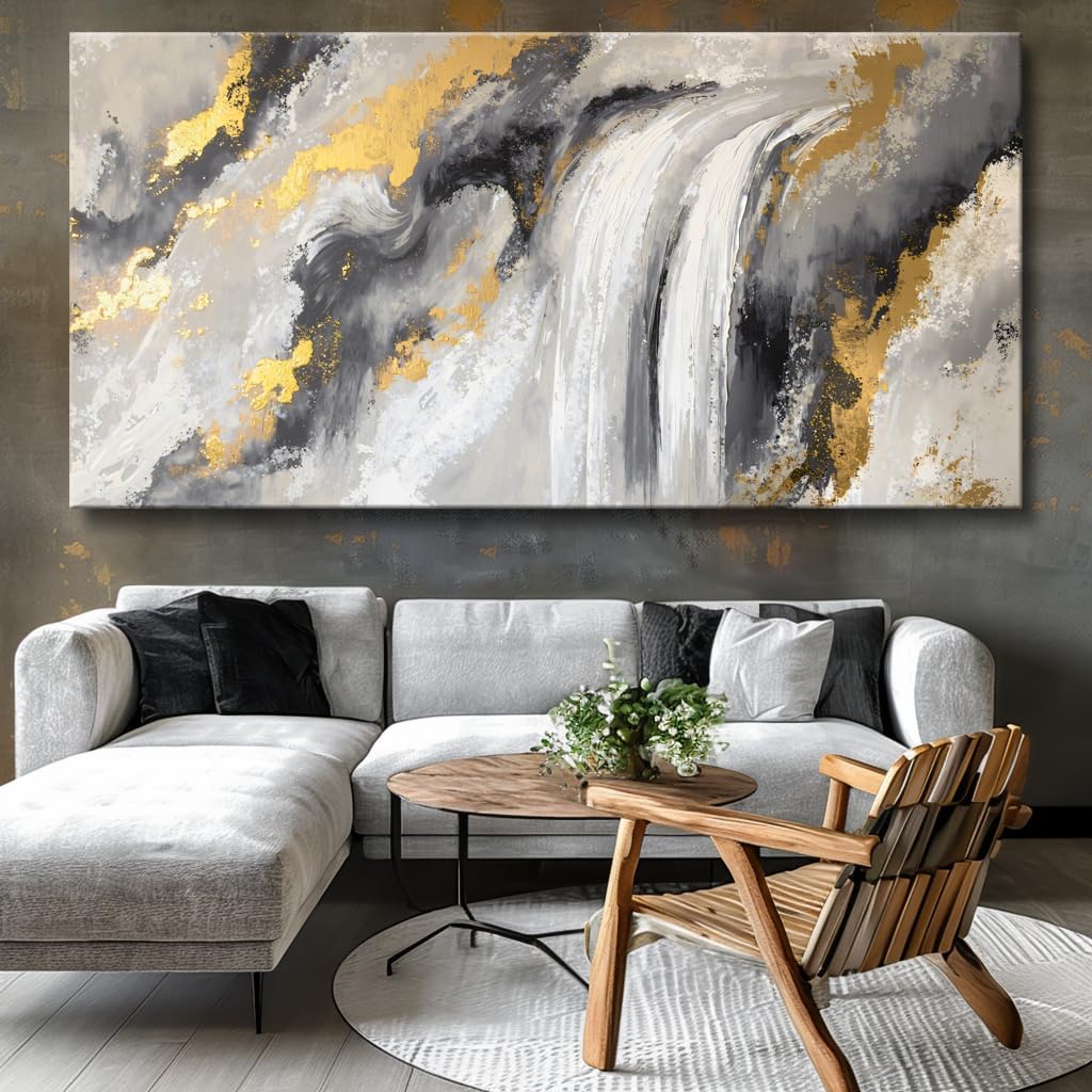 Large Abstract Waterfalls and Clouds Canvas Art Landscape Artwork Art Framed Canvas Print for Living Room, Bedroom, Dining Room, Home Office Modern Ready to Hang Home Decor - 30"x60"