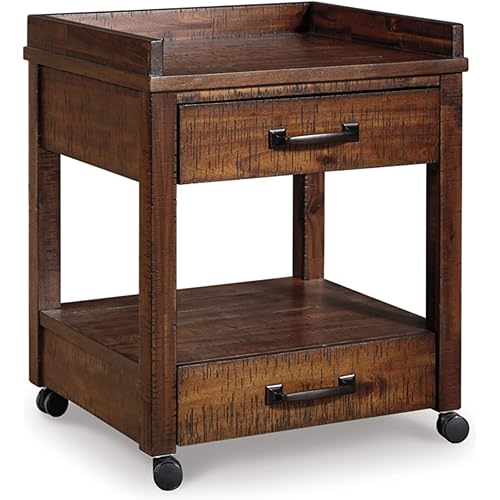Signature Design by Ashley Baldridge Rustic Industrial Office Printer Stand with Storage, Brown