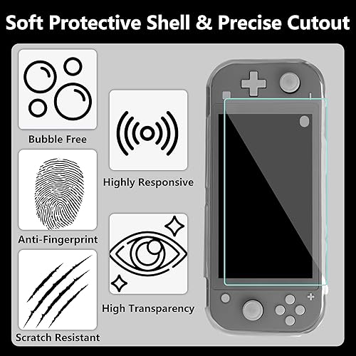 Miniatura 7 de FANPL Carrying Case for Nintendo Switch Lite, Portable Travel Accessories Bundle with Blue Switch Lite Storage Case, Clear Protective Skin Shell,