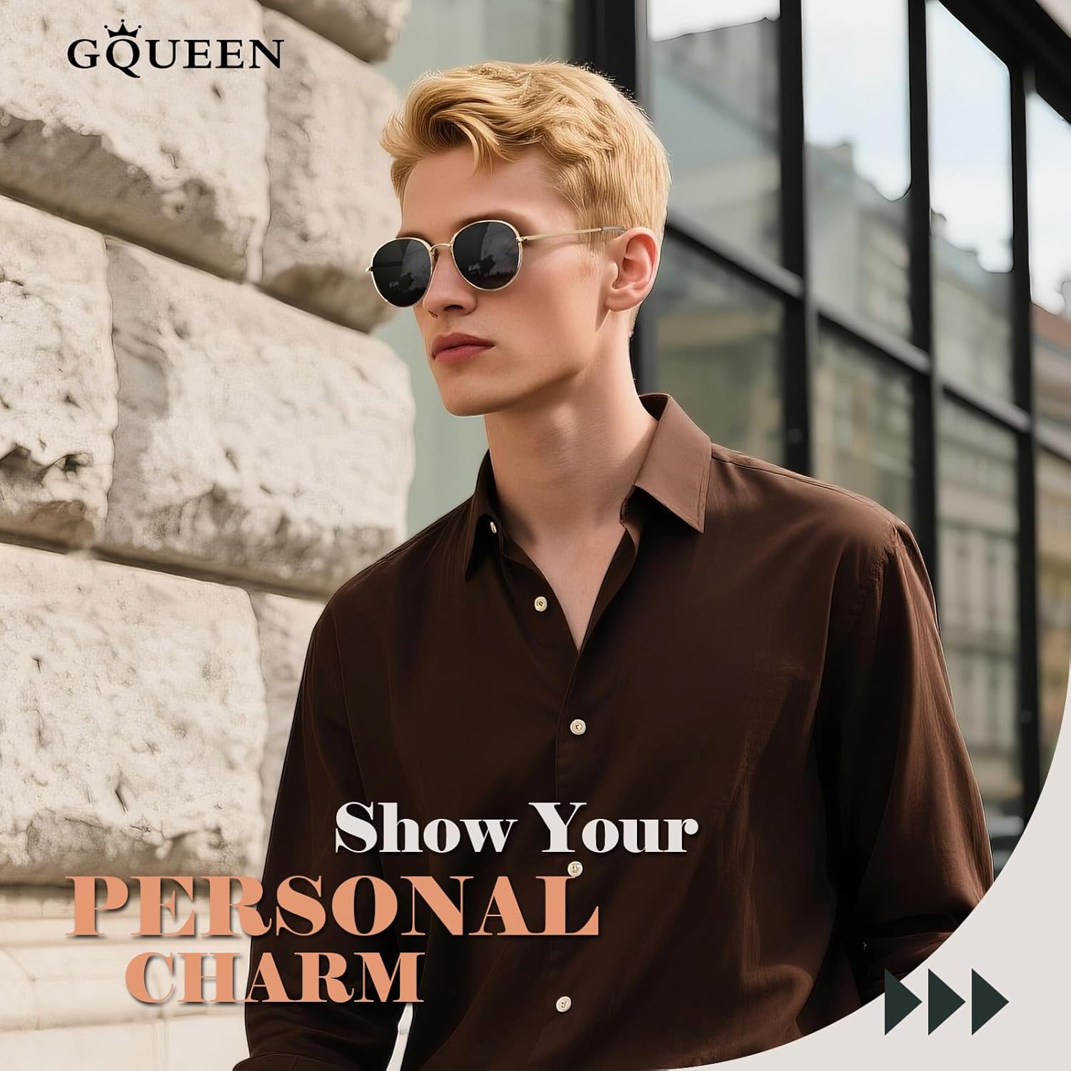 GQUEEN Retro Round Polarized Sunglasses Womens Men Spring Hinge Metal Frame Trendy Hippie Oval Sun Glasses Shades UV400 1 Gold Frame/Black Lens 55 Millimeters image 2 of 7 B0FY1G74D4