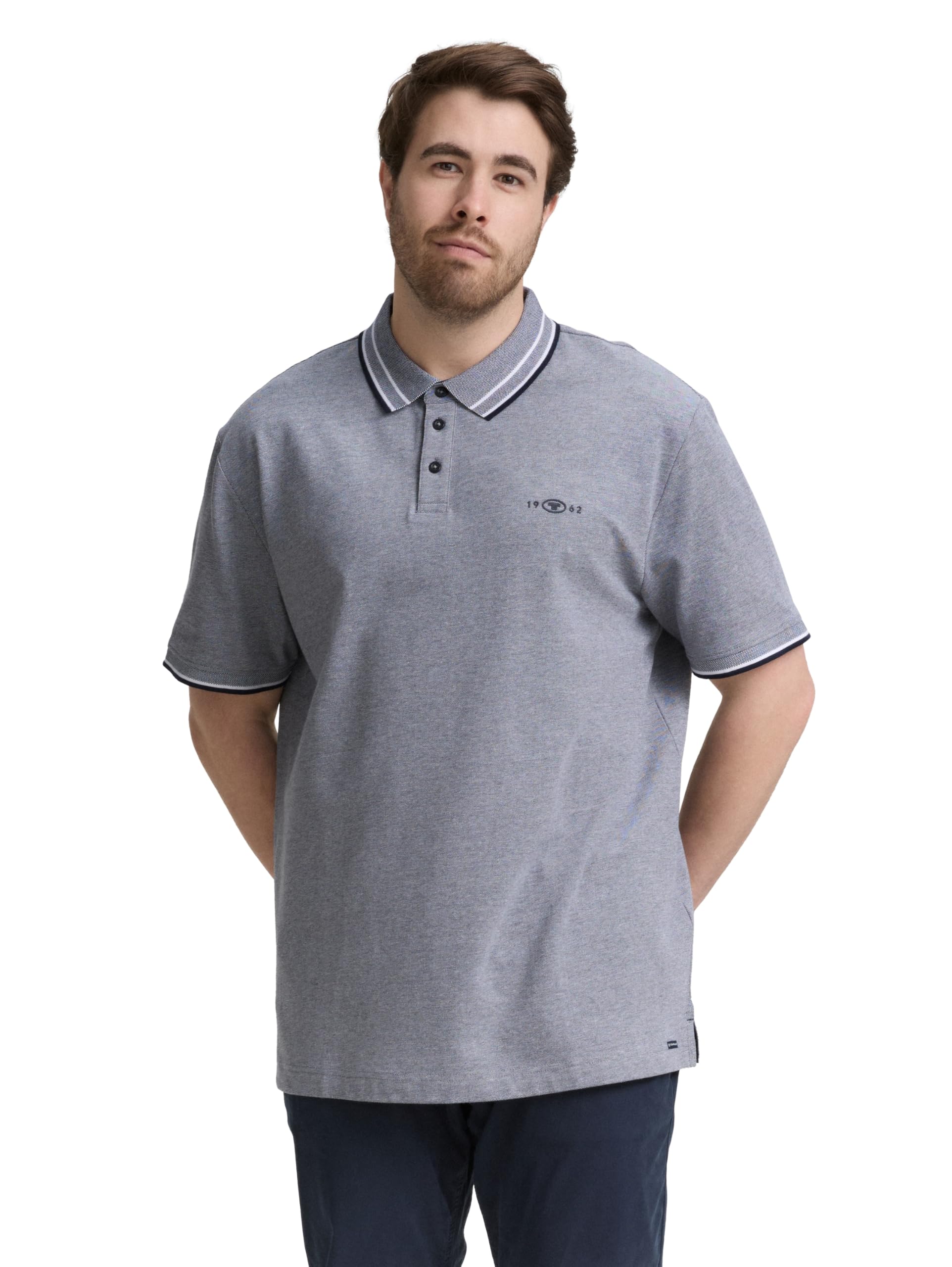 TOM TAILOR Men's Plus Size Pique Polo Shirt with Stretch