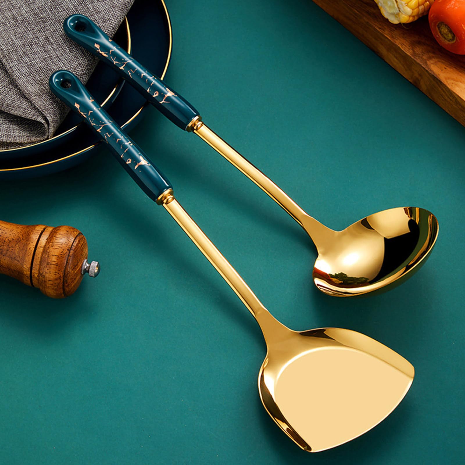 Küchenutensilien-Set, 201 Edelstahl, Kochutensilien-Set, Pfannenwender, Schöpflöffel, Löffel, einfaches Kochen