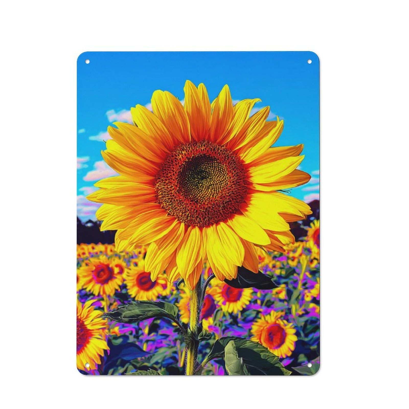 Junmoney Sunflower Field Bliss -2 Tin Sign With Design 40X30cm, Vintage Workshop Wall Decor For Tool Room, Garage, Studio Or Home Bar