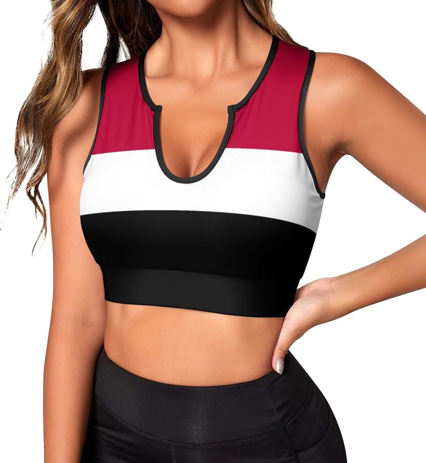 Haiti Flag Sports Bras for Women Padded Gym Workout Short Crop Top Yoga Tank Top S