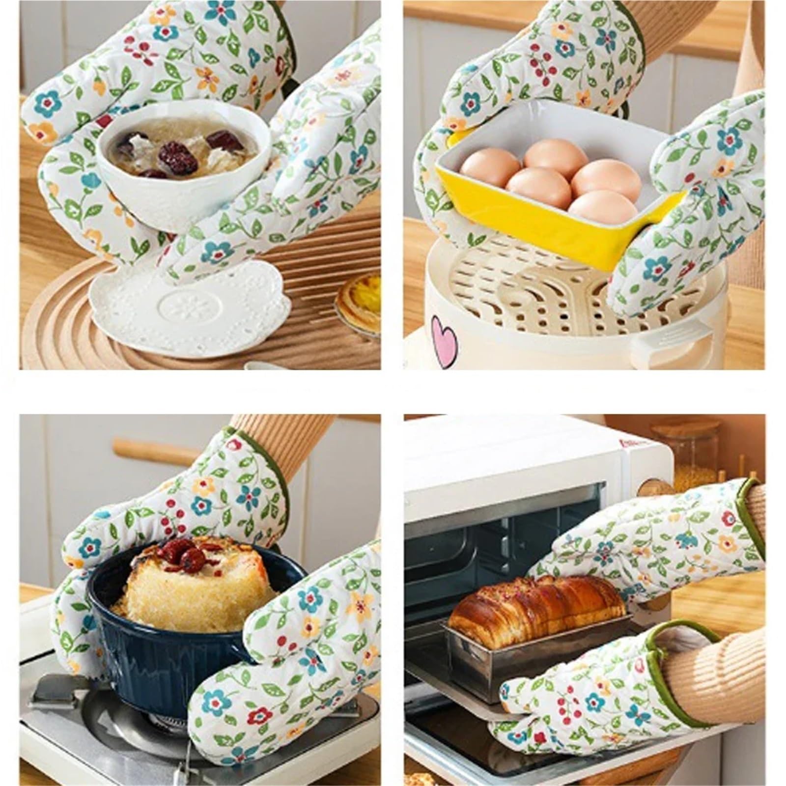 Guanto da forno Cottura isolata Guanti addensati resistenti al calore Terylene antiscivolo antiscottatura Accessori cucina per Cucinare, Grigliare