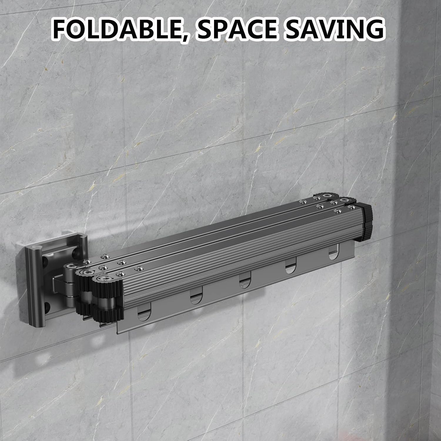 Retractable Wall-Mounted Clothes Drying Rack, Foldable Space-Saving Indoor Airer for Balcony, Bathroom & Patio, 3 Rods Laundry Drying Solution